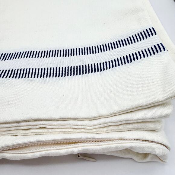 Lauren Ralph Lauren Euro Pillow Sham w/ Navy Stripe ~ Set of 2, 25"x26" Cotton - Picture 8 of 12